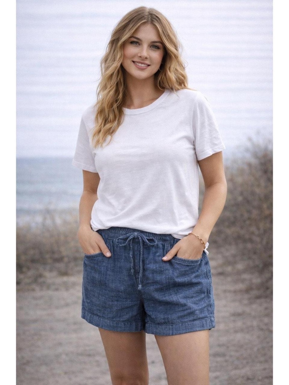 Old Navy Linen-Blend Denim Drawstring Shorts - Size: medium